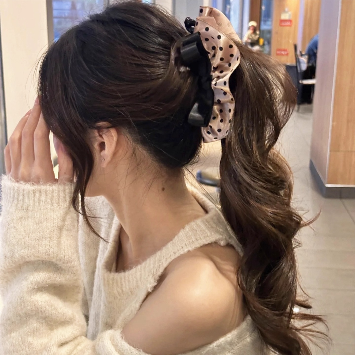 原版！博主同款波点裙摆香蕉夹女发饰后脑勺发夹头饰马尾夹竖夹