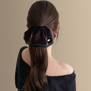 韩系秋冬新款高品质绒面裙摆抓夹女后脑勺半扎发马尾夹发夹发饰