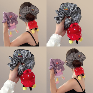 创意可爱半身玩偶发圈彩色格纹腊肠圈头绳儿童卡通头花皮筋头饰女