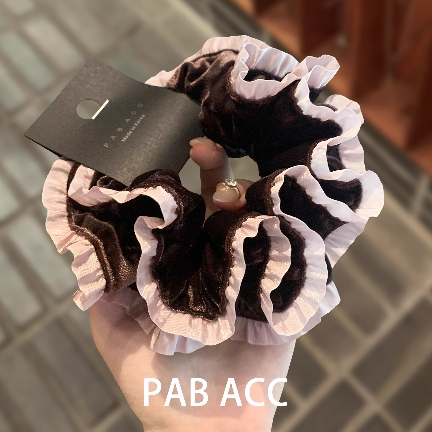 韩国早秋高品质减龄少女感甜美双层丝绒荷叶边肥肠圈弹力发圈皮筋