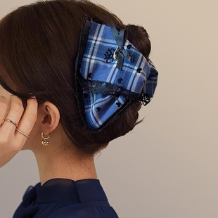 韩系蝴蝶结发夹抓夹女高级感2025新款 后脑勺盘发气质鲨鱼夹发量大