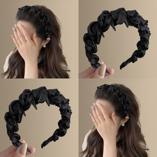 简约高级感云朵泡泡带齿发箍女高颅顶显脸小头箍纯色百搭洗脸发卡