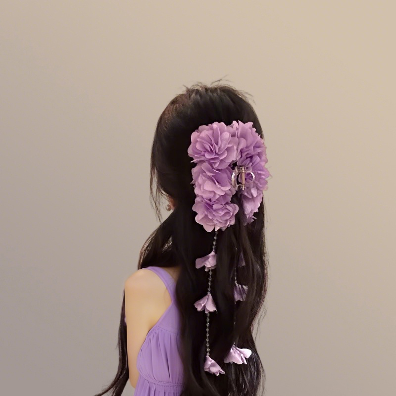 易梦玲同款绝美气质花朵发夹