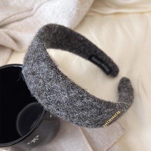 秋冬新款 发饰女高颅顶压头发头箍氛围感发卡 毛呢宽边发箍韩系时尚