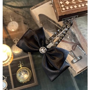 夹发饰2025新款 蝴蝶结掰掰夹 缎面高级感闪钻侧边刘海夹简约时尚