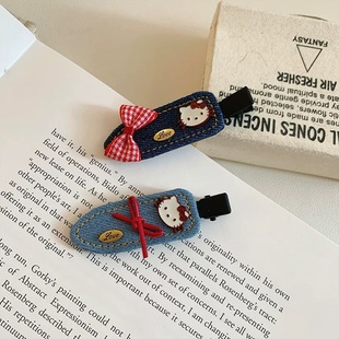 韩国东大门无痕可爱Hellokitty发夹女高级感时尚 洋气牛仔发卡头饰