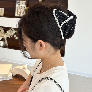 珍珠波点头发抓夹女高级感2025新款 后脑勺盘发夹子鲨鱼发夹头饰