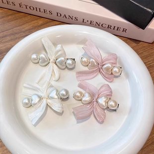 小香风温柔新款 设计蝴蝶结发夹爱心鸭嘴夹小众简约发饰慵懒创意女