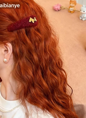红色金标小马毛绒发夹女前额侧边夹2025新款刘海夹子高端发卡头饰