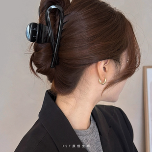 简约百搭大号发夹女后脑勺发量多盘发抓夹高级感复古鲨鱼夹子头饰