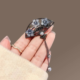 精致花朵扇子发夹女新款 刘海夹子碎发一字夹侧边夹气质发卡鸭嘴夹