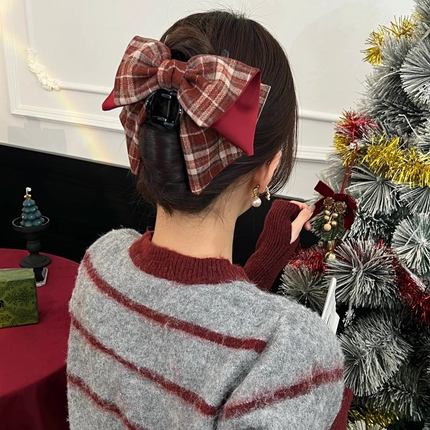 英伦派对~韩系ins蝴蝶结抓夹女高端2025新款大号复古发夹鲨鱼夹女