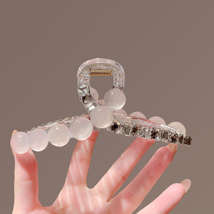 精致珠珠镶钻大号抓夹2025新款高级感后脑勺全盘发夹鲨鱼夹子头饰