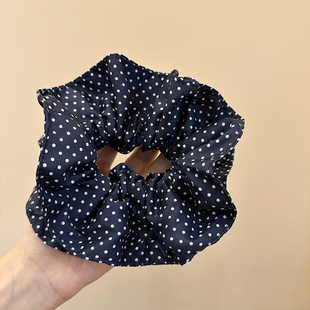 韩版 复古蓝色小波点大肠发圈女高级感扎头发头绳弹力耐用ins皮筋