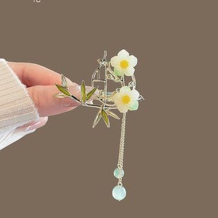 玉兰花发饰女古风发夹流苏发卡碎发侧边夹刘海夹汉服旗袍配饰