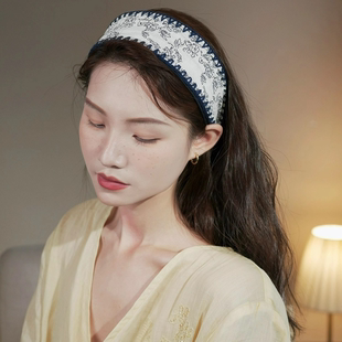 复古大头围小众高级感波西米亚风宽边发箍民族风高颅顶发捆发饰女