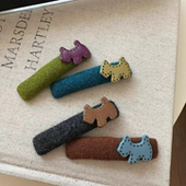 韩系同款 毛毡小狗发夹秋冬新款 方形边夹刘海夹碎发发卡侧边夹发卡