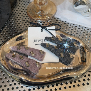 韩国新款 马海毛蝴蝶结毛线发夹掰掰夹甜美可爱侧边夹刘海夹发饰