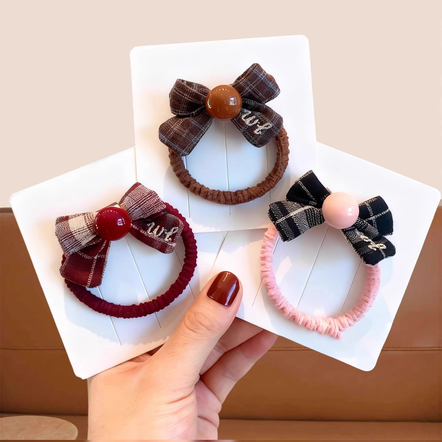 珠珠蝴蝶结发圈韩版格纹扎头发皮筋新款不伤发小女孩马尾发绳,饰品/流行首饰/时尚饰品新,发饰,淘宝优惠券,粉丝福利购,淘宝优惠卷
