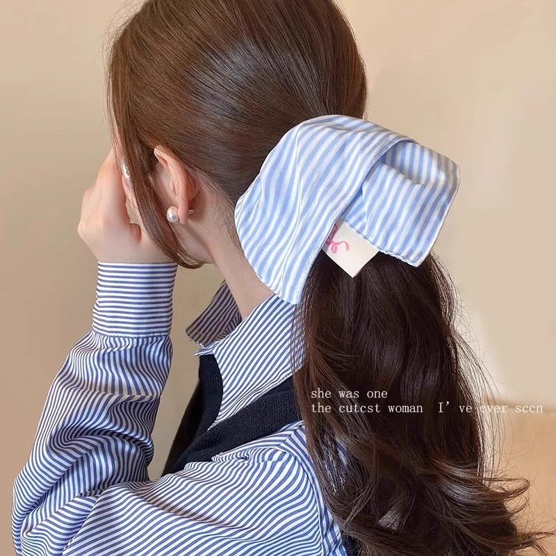 韩系蓝色方巾发圈扎头皮筋马尾发绳气质丸子头发饰2025新款头绳,饰品/流行首饰/时尚饰品新,发饰,淘宝优惠券,粉丝福利购,淘宝优惠卷
