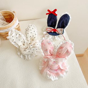 日系甜蕾丝兔耳朵发夹2025新款 甜美少女感lolita侧边夹高级感发饰
