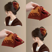 马到成功 新年氛围感三角抓夹女新中式 高级感发夹盘发鲨鱼夹发饰