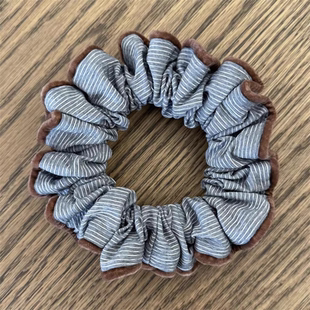 蓝色条纹撞咖色边边甜美风朋克风原创设计女日韩发绳欧美风发圈