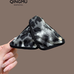 韩系小众设计感豹纹三角抓夹女高级感鲨鱼夹大号后脑勺盘发夹发饰