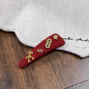 新年红马上有钱发夹植绒高级感秋冬bb夹边夹饰品夹子碎发发饰新款