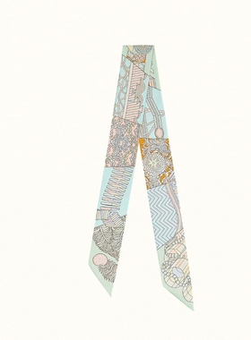 HK新款从洋伞到对决真丝丝巾飘带绑包包束发带100%桑蚕丝长条领巾