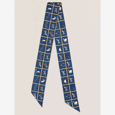 骏马的披挂twily丝巾女100%桑蚕丝18姆米绑包手柄飘带长条束发带