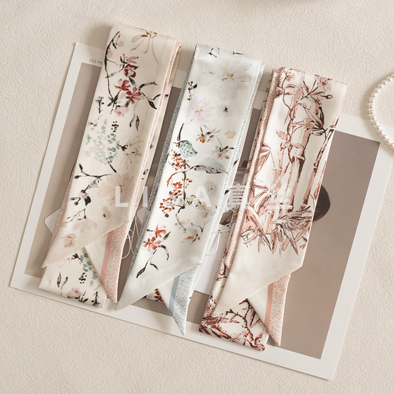 Du家高版真丝长条丝巾 适用于D家托特绑包手柄丝带发带Twill