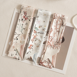 Du家高版真丝长条丝巾 适用于D家托特绑包手柄丝带发带Twill