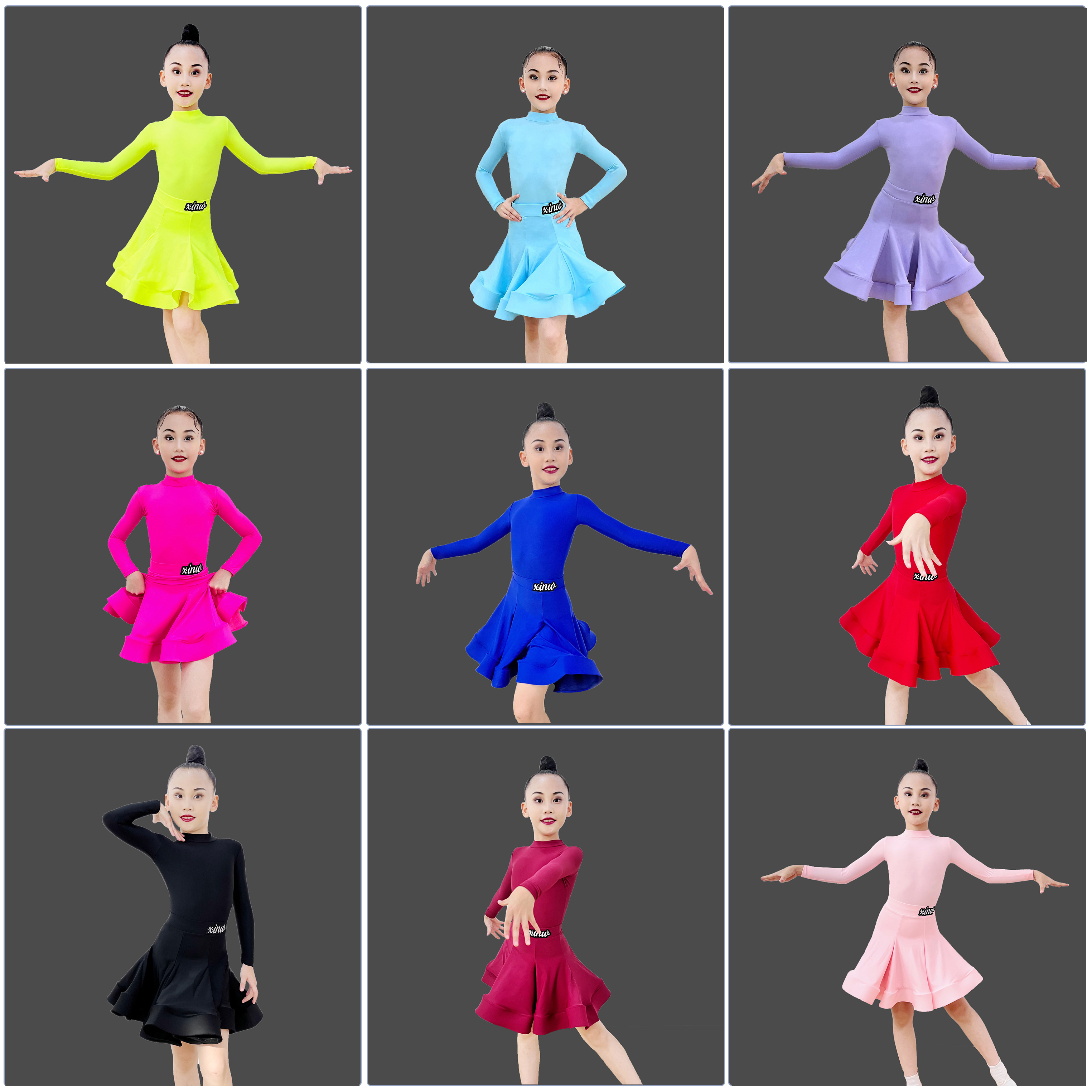 xinw儿童拉丁舞蹈服比赛规定舞服