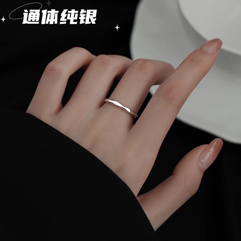 高级设计感S925纯银几何戒指女款