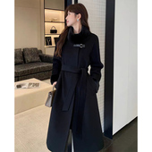 高端水貂毛领双面羊绒大衣中长款 羽绒服 高级感毛呢外套女2025冬季