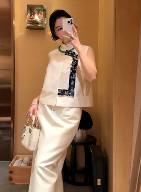 新中式国风复古轻奢真丝马甲女春季新款高级感超好看白色上衣