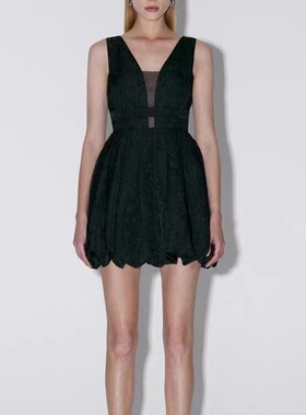 [清仓]2025夏季BEBE同款黑色连衣裙法式气质性感V领吊带公主短裙