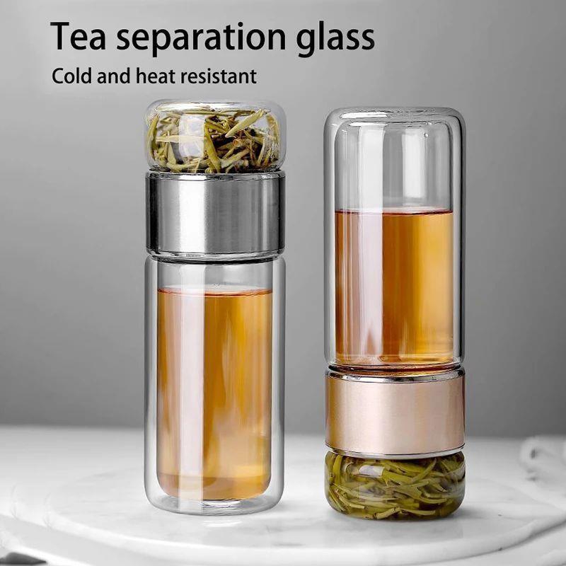 Tea Water Bottle High Borosilicate Glass Double Layer Tea Wa