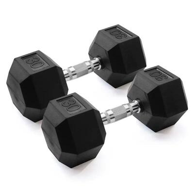Gymenist, 30lb Rubber Hex Dumbbell, Pair dumbell weights fo