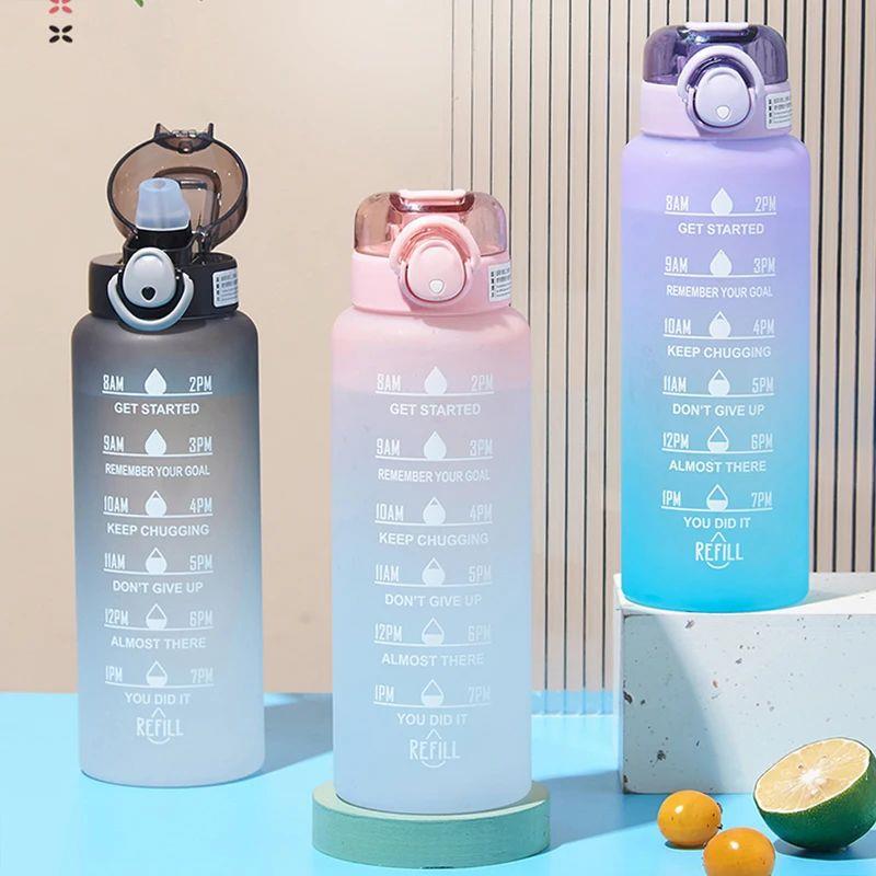 1 Liter Motivational Water Bottle Noozle with Time Marker L