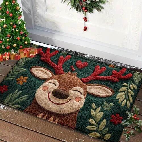 Christmas Door Mat Santa Claus Outdoor indoor Decor Foot Mat