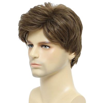 BCHR Mens Wigs Short Brown Wig Men Natural Fluffy Cosplay Co