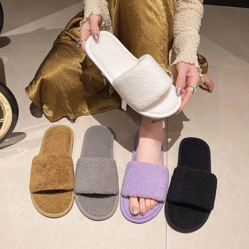 Home Open Fur Slippers ral Velvet tton Slippers Breathable A
