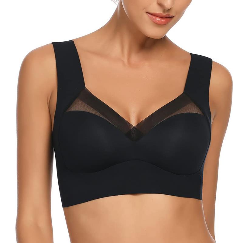 Seamless Wirefree Bras for Women Padded Back Smoothing Bra