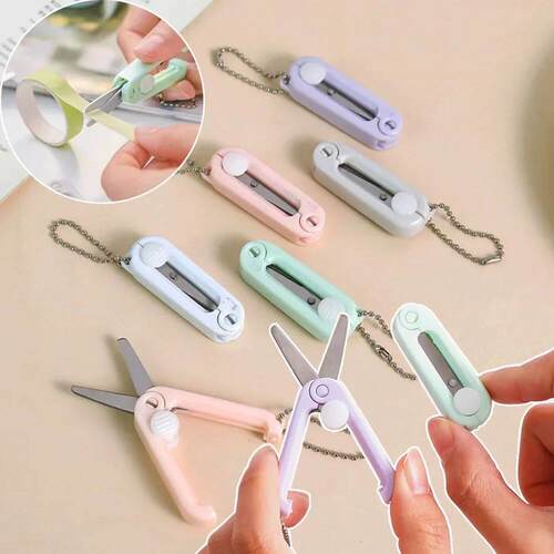 Cute Mini Portable Scissors Simple Folding Paper Cutter Stud
