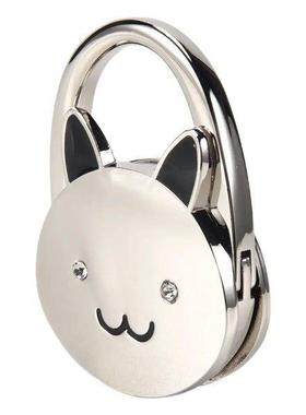 Cartoon Foldable Silver Tone Handbag Hook Antislip Rubber