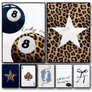 Modern Leopard Print Pattern Billiard Poster Canvas Painting