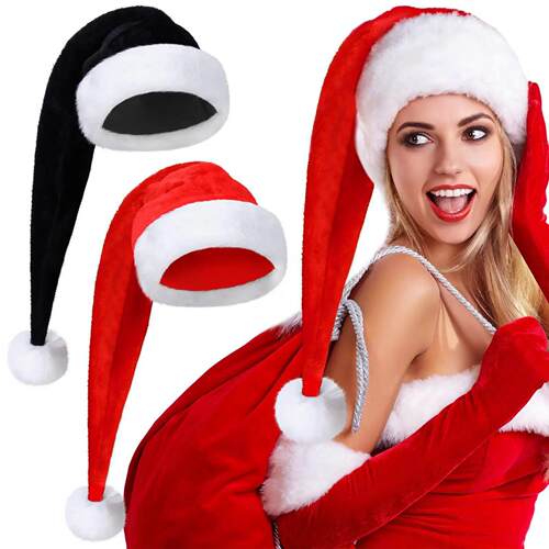 Long Plush Christmas Hat Velvet Cozy Long-tai Plush Red Caps