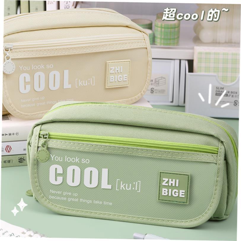 Large Capacity Pencil Case 3 Compartment Pouch Pen Bag Doubl
